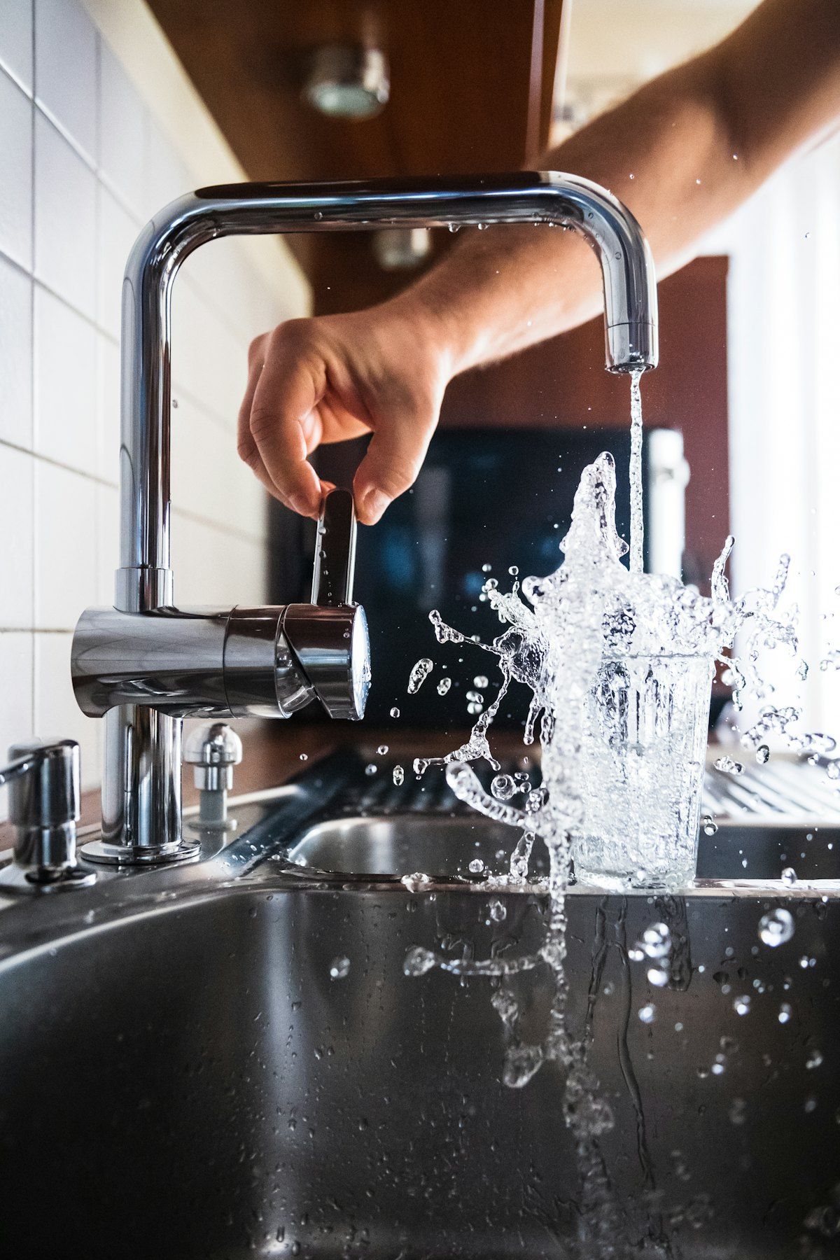 Running water during plumbing fixture service